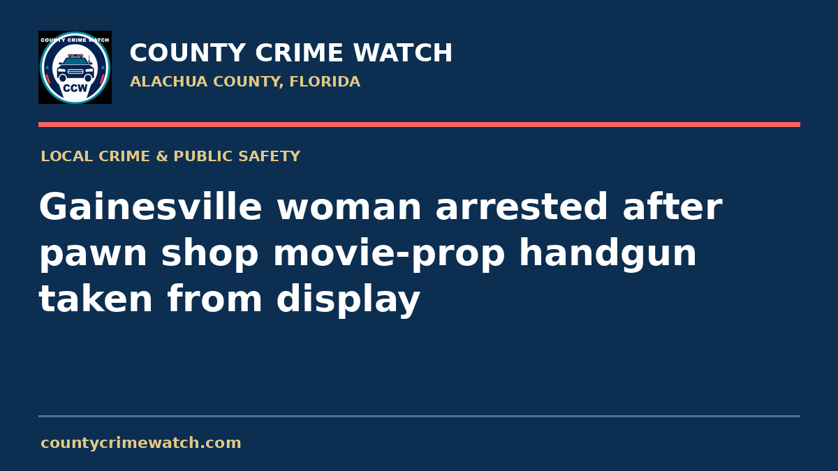 Gainesville woman arrested after pawn shop movie-prop handgun taken from display