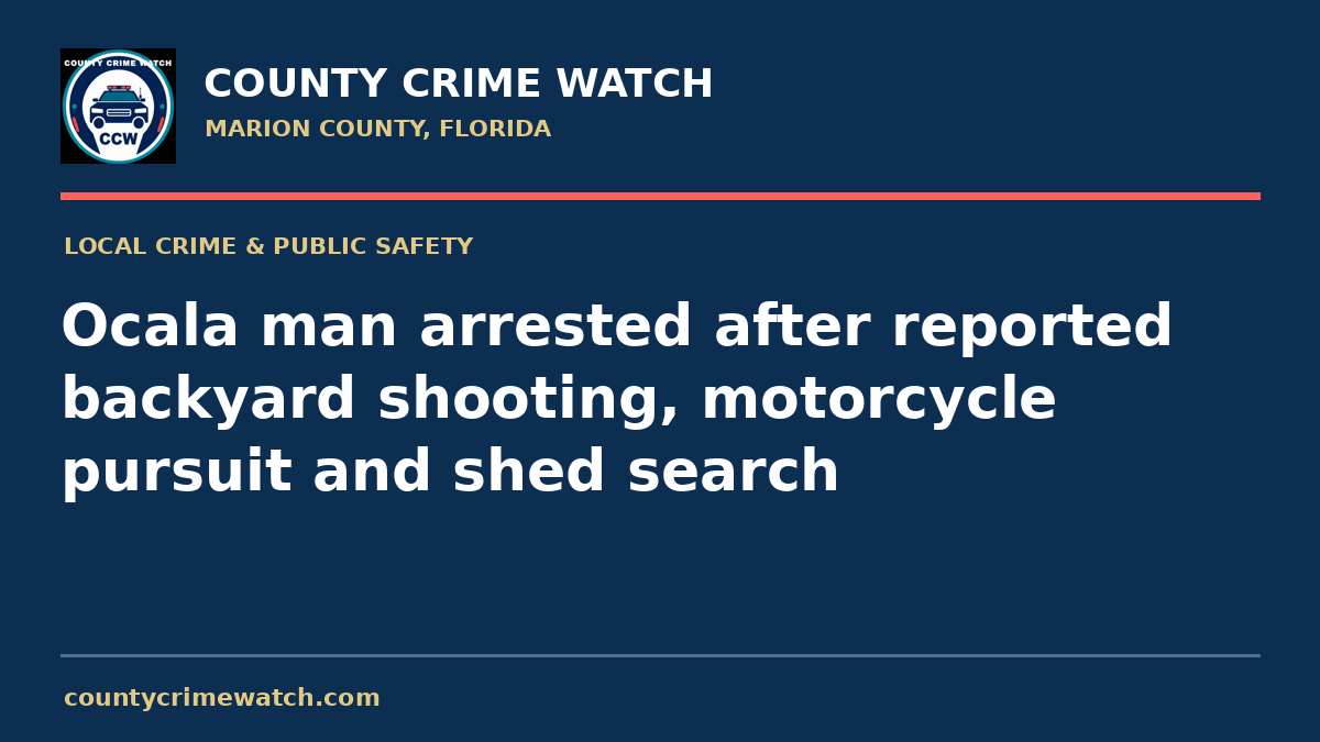Ocala man arrested after reported backyard shooting, motorcycle pursuit and shed search