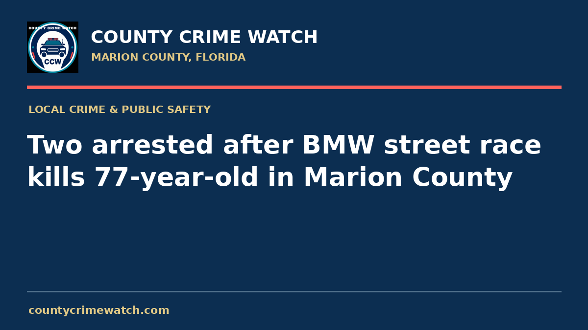 Two arrested after BMW street race kills 77-year-old in Marion County