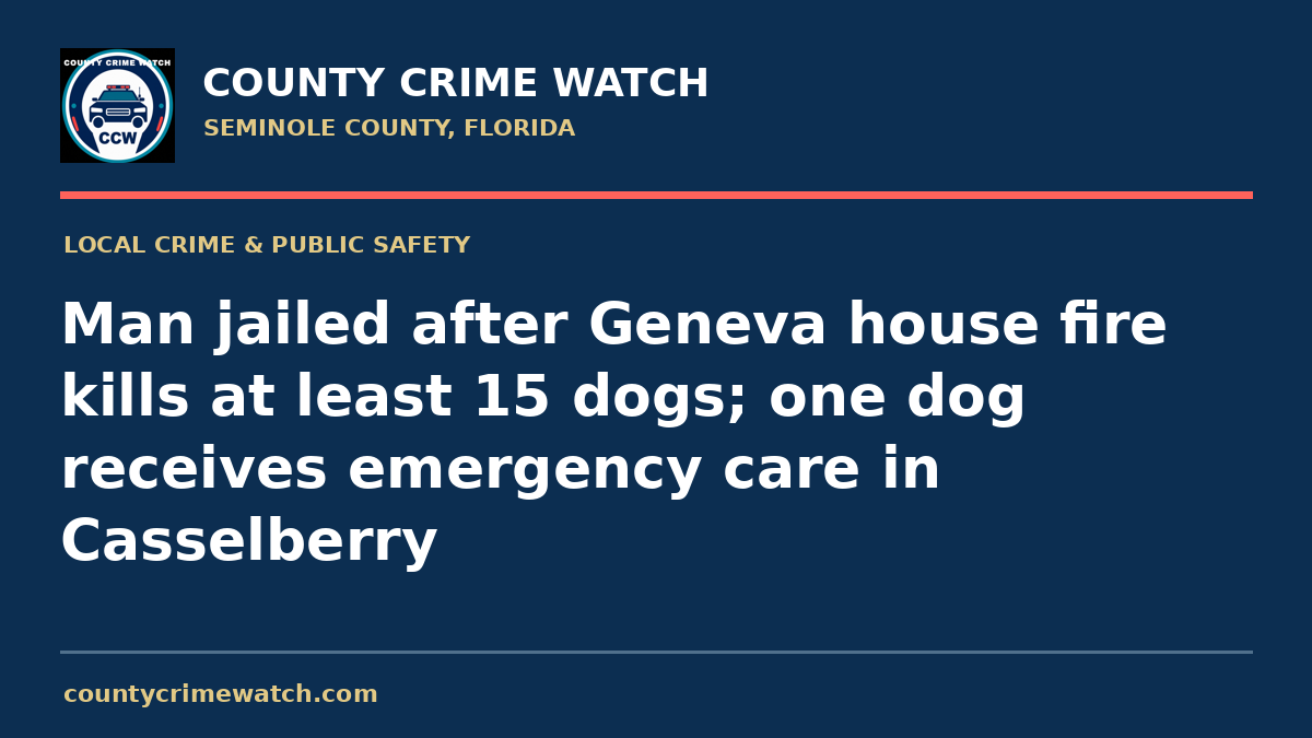 Man jailed after Geneva house fire kills at least 15 dogs; one dog receives emergency care in Casselberry