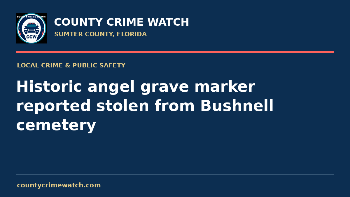 Historic angel grave marker reported stolen from Bushnell cemetery