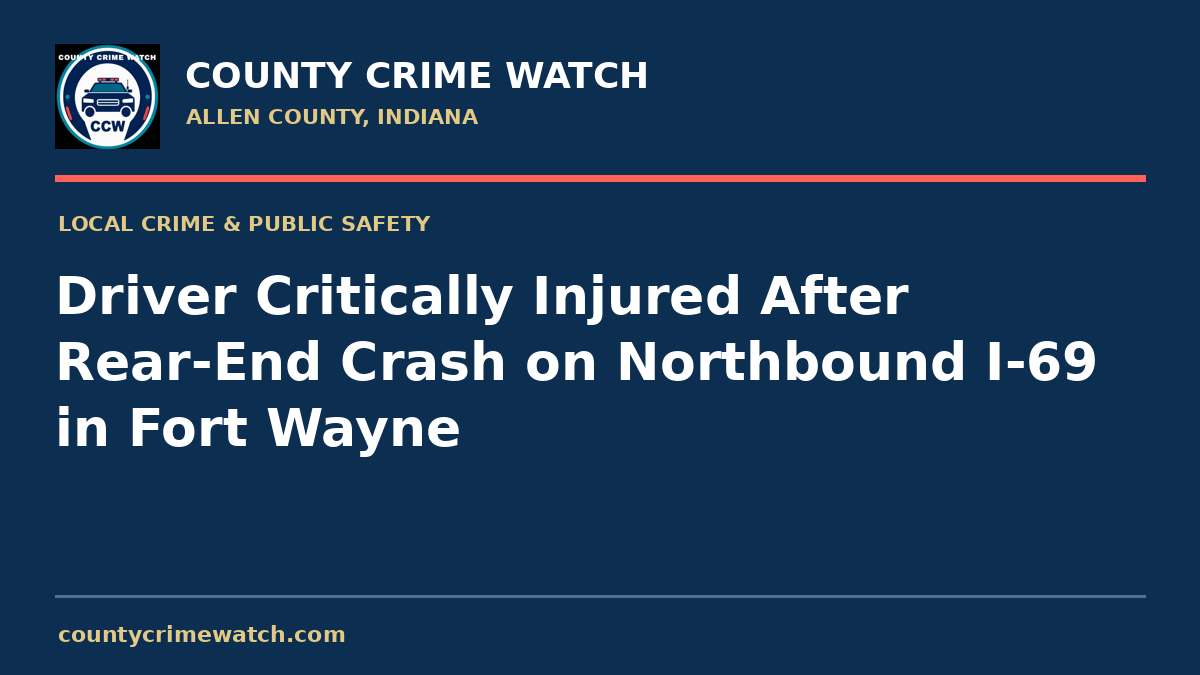 Driver Critically Injured After Rear-End Crash on Northbound I-69 in Fort Wayne