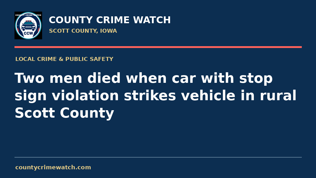 Two men died when car with stop sign violation strikes vehicle in rural Scott County