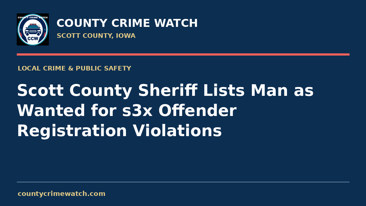 Scott County Sheriff Lists Man as Wanted for s3x Offender Registration Violations