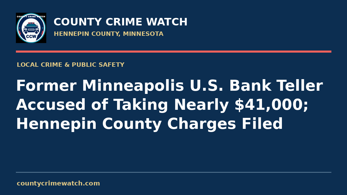 Former Minneapolis U.S. Bank Teller Accused of Taking Nearly $41,000; Hennepin County Charges Filed