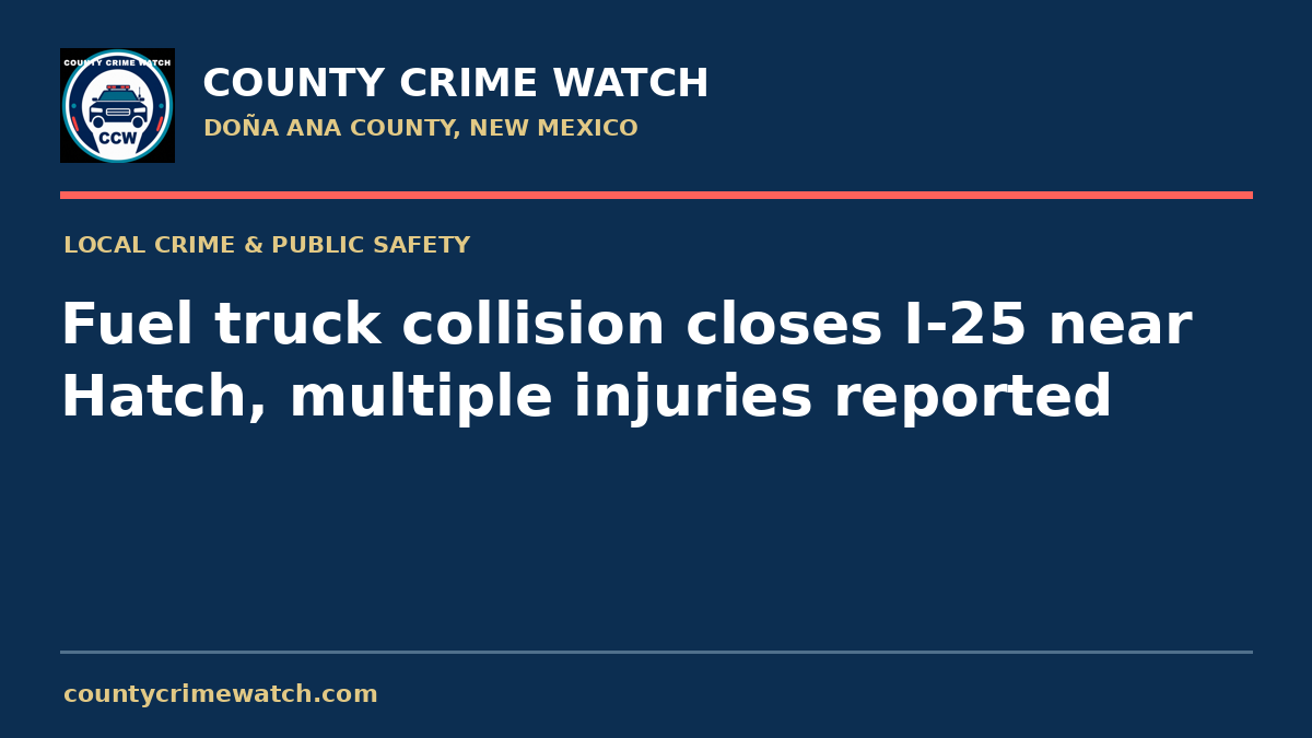 Fuel truck collision closes I-25 near Hatch, multiple injuries reported
