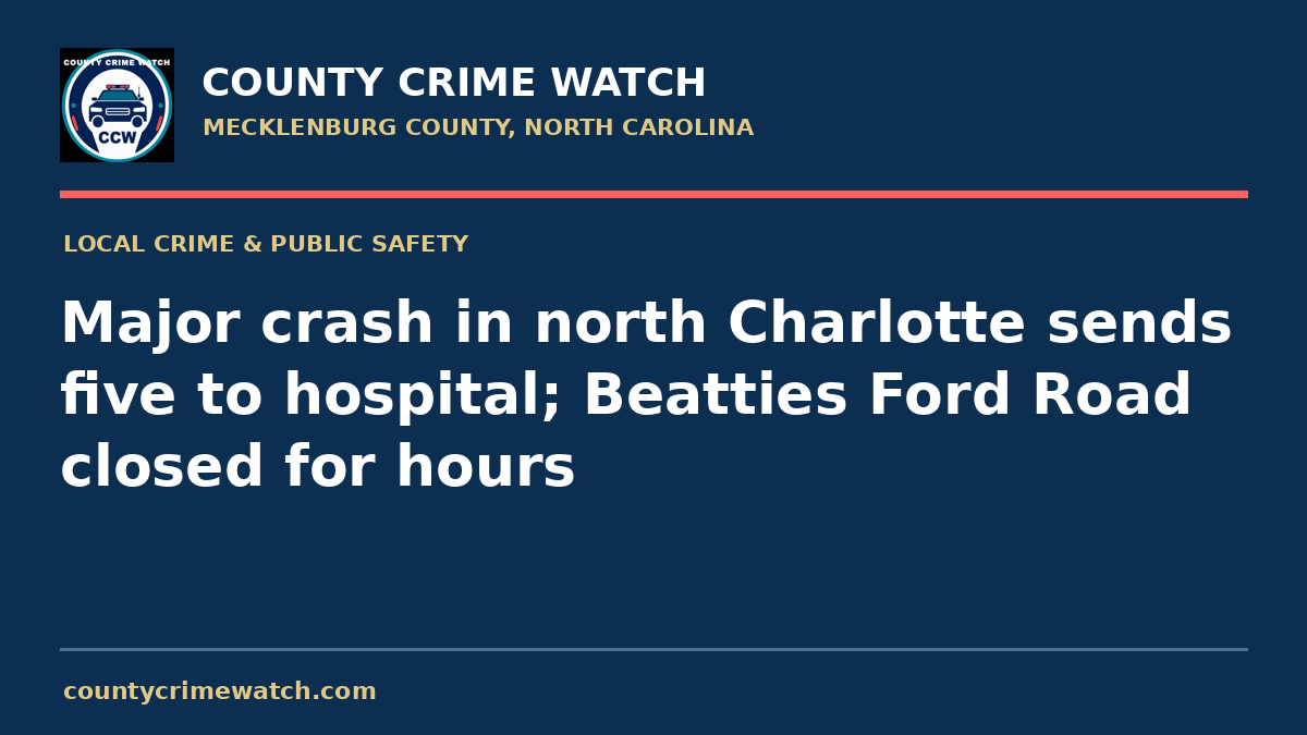 Major crash in north Charlotte sends five to hospital; Beatties Ford Road closed for hours