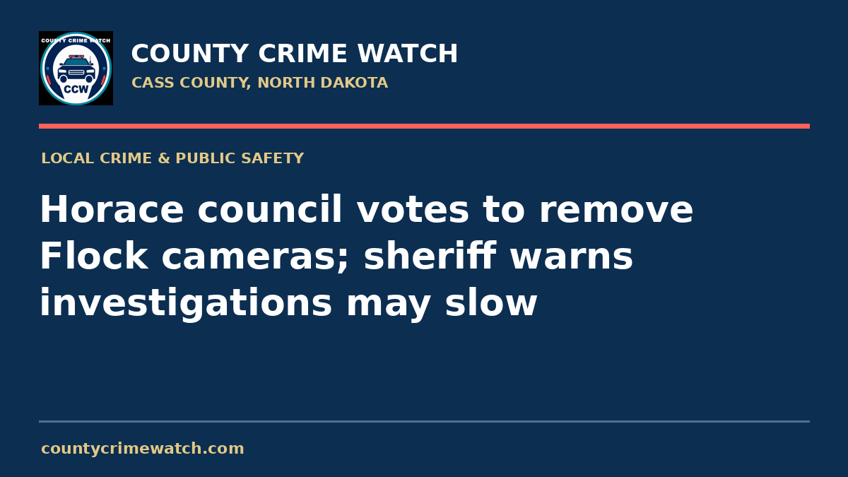 Horace council votes to remove Flock cameras; sheriff warns investigations may slow