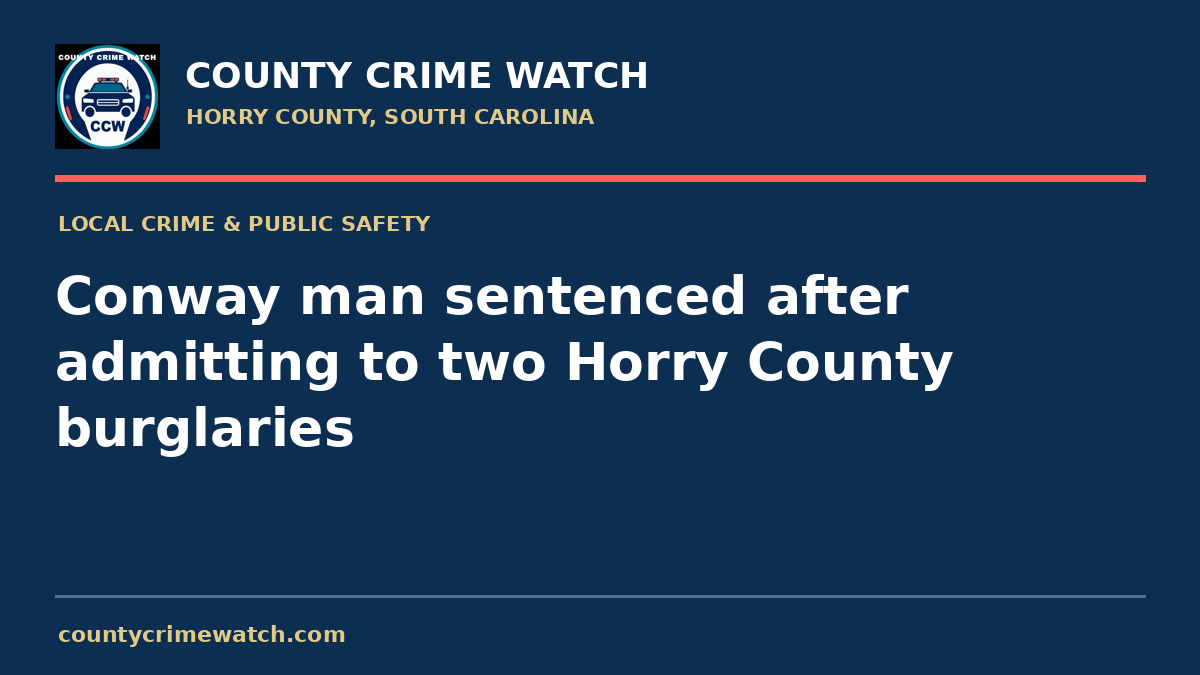 Conway man sentenced after admitting to two Horry County burglaries