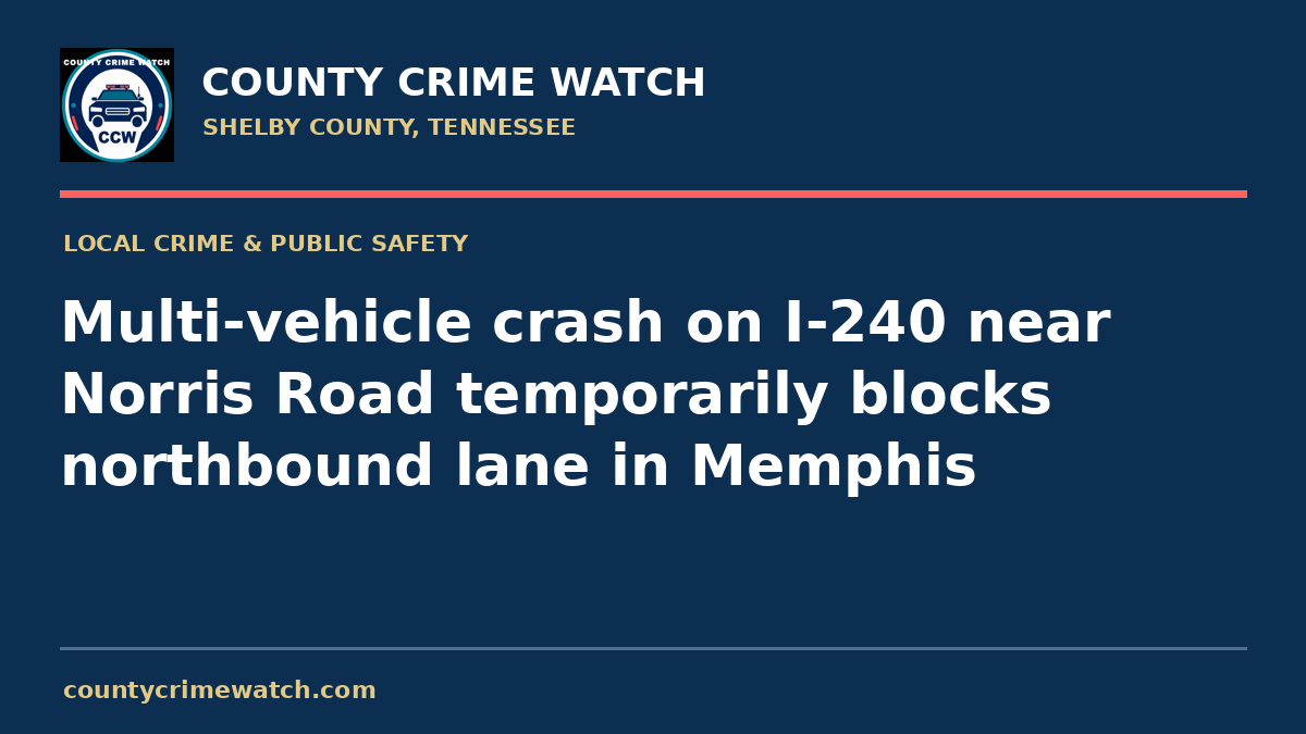 Multi-vehicle crash on I-240 near Norris Road temporarily blocks northbound lane in Memphis