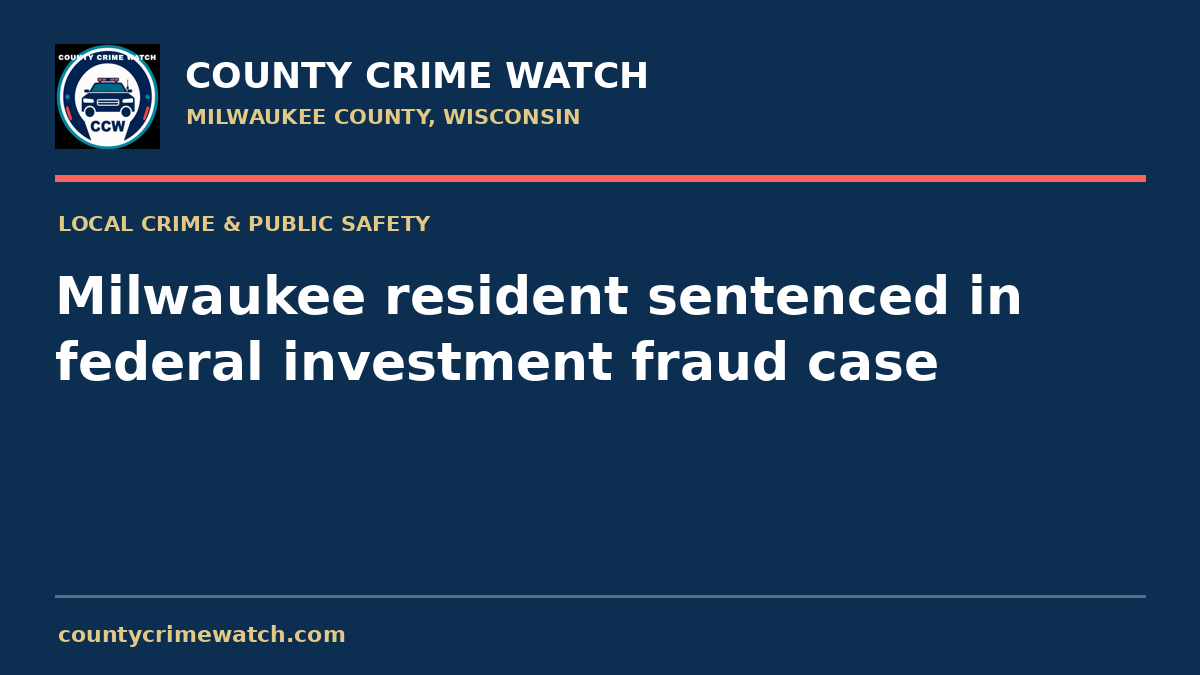 Milwaukee resident sentenced in federal investment fraud case