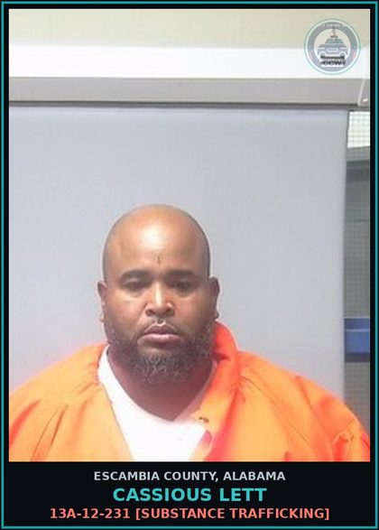 CCW arrest card for Cassious Lett in Escambia County: 13A-12-231 [Drug Trafficking]
