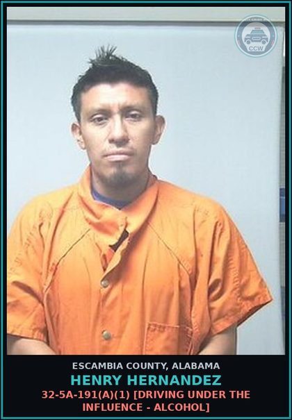 CCW arrest card for Henry Hernandez in Escambia County: 32-5A-191(a)(1) [Driving Under the Influence - Alcohol]