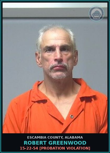 CCW arrest card for Robert Greenwood in Escambia County: 15-22-54 [Probation Violation]