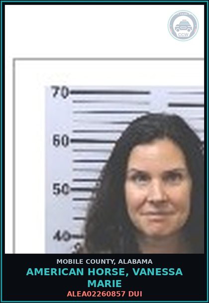 CCW arrest card for AMERICAN HORSE, VANESSA MARIE in Mobile County: ALEA02260857 DUI