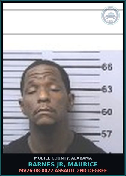 CCW arrest card for BARNES JR, MAURICE in Mobile County: MV26-08-0022 ATTEMPT TO ELUDE-FELONY-C