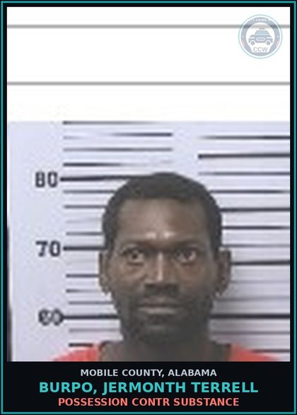 CCW arrest card for BURPO, JERMONTH TERRELL in Mobile County: M26-09-1917 TAMPERING WITH PHYSICAL EVIDENCE
