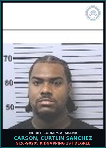 CCW arrest card for CARSON, CURTLIN SANCHEZ in Mobile County: S26090457 POSSESSION Canna 1ST