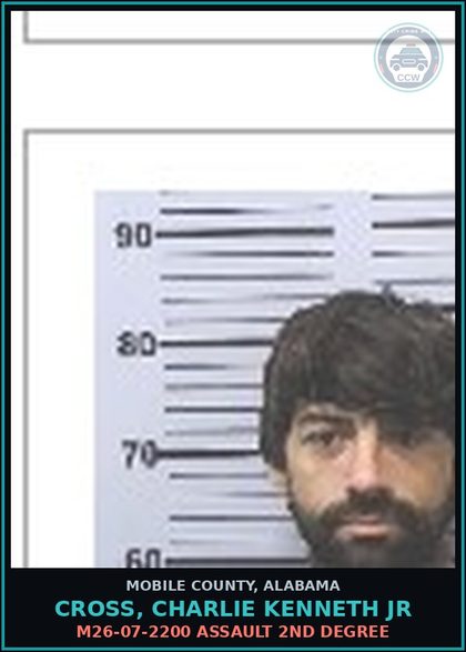 CCW arrest card for CROSS, CHARLIE KENNETH JR in Mobile County: TR25-0300 IMPROPER/NO MIRROR