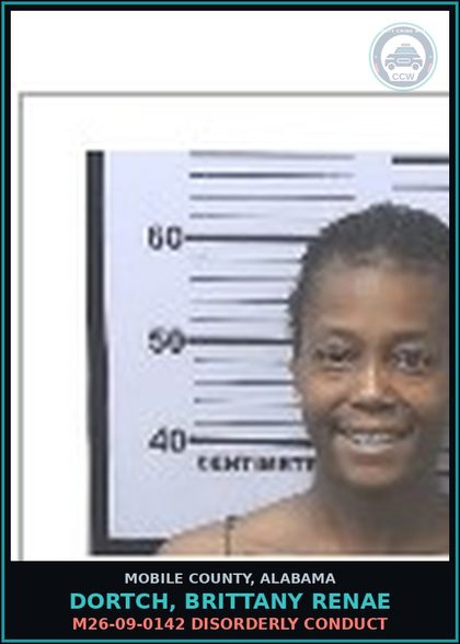CCW arrest card for DORTCH, BRITTANY RENAE in Mobile County: TR25-2161 DRIVING WHILE REVOKED