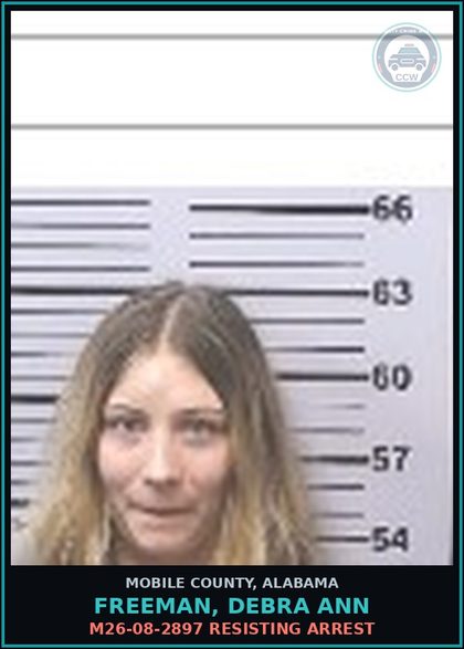 CCW arrest card for FREEMAN, DEBRA ANN in Mobile County: M26-08-2897 PUBLIC INTOXICATION
