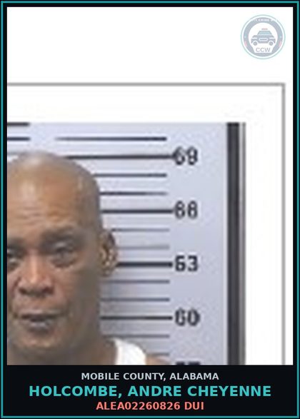CCW arrest card for HOLCOMBE, ANDRE CHEYENNE in Mobile County: ALEA02260826 DUI