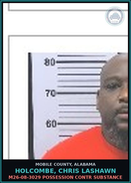CCW arrest card for HOLCOMBE, CHRIS LASHAWN in Mobile County: T6167469 NO INSURANCE
