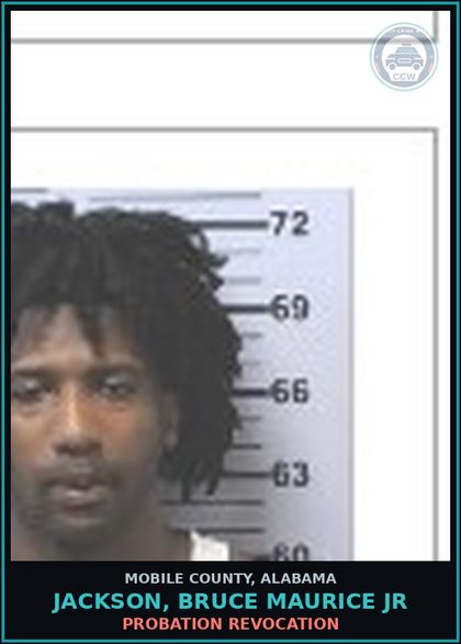 CCW arrest card for JACKSON, BRUCE MAURICE JR in Mobile County: PROBATION REVOCATION