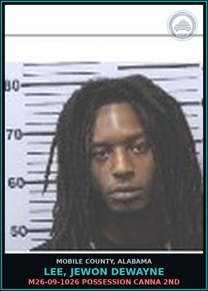 CCW arrest card for LEE, JEWON DEWAYNE in Mobile County: M26-09-1026 POSSESSION Canna 2ND