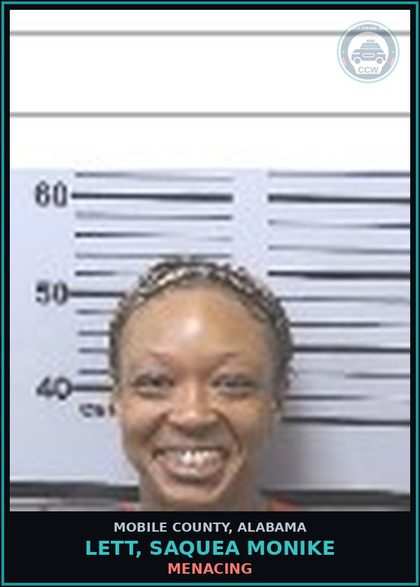 CCW arrest card for LETT, SAQUEA MONIKE in Mobile County: MENACING