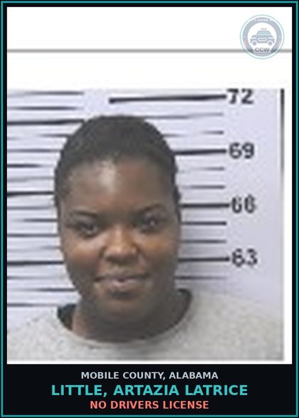 CCW arrest card for LITTLE, ARTAZIA LATRICE in Mobile County: NO DRIVERS LICENSE