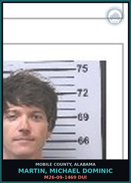 CCW arrest card for MARTIN, MICHAEL DOMINIC in Mobile County: USE/POSSESSION DRUG PARAPHERNALIA
