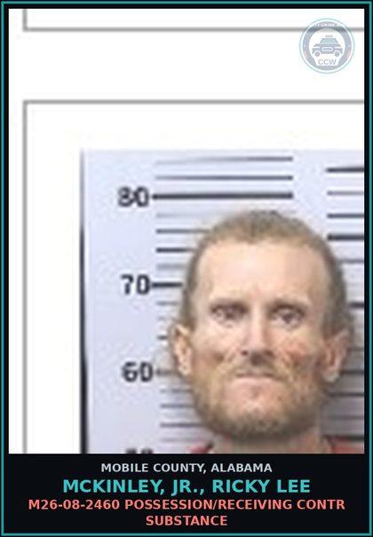 CCW arrest card for MCKINLEY, JR., RICKY LEE in Mobile County: M26-08-2460 ATTEMPT TO ELUDE