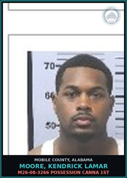CCW arrest card for MOORE, KENDRICK LAMAR in Mobile County: M26-08-3266 FAIL OBEY POLICE OR FIREMAN