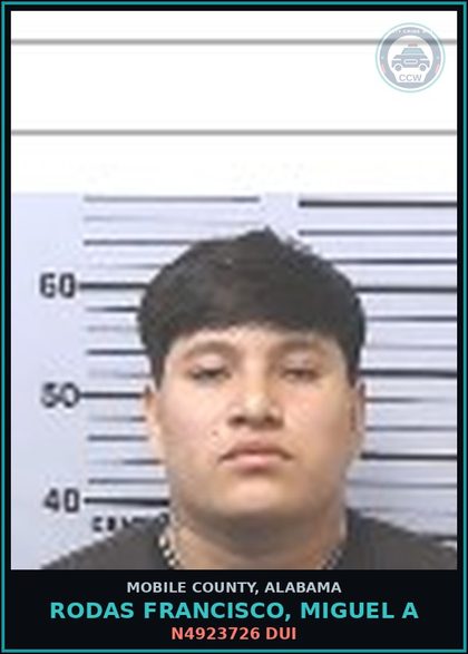 CCW arrest card for RODAS FRANCISCO, MIGUEL A in Mobile County: N4923726 DUI