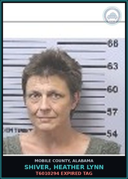 CCW arrest card for SHIVER, HEATHER LYNN in Mobile County: T6010294 EXPIRED TAG