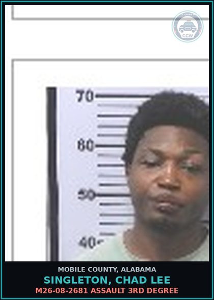 CCW arrest card for SINGLETON, CHAD LEE in Mobile County: M26-08-2681 ATTEMPT -THEFT OF PROP 1ST DEGREE