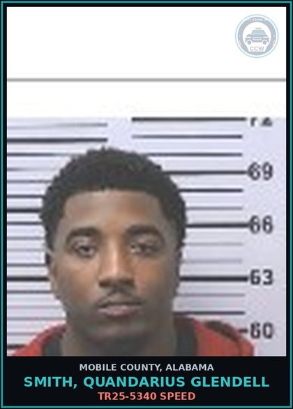 CCW arrest card for SMITH, QUANDARIUS GLENDELL in Mobile County: TR25-5340 SPEED