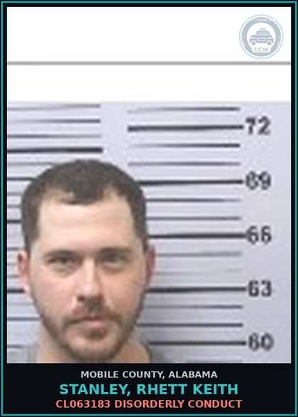 CCW arrest card for STANLEY, RHETT KEITH in Mobile County: M26-09-2157 PUBLIC INTOXICATION