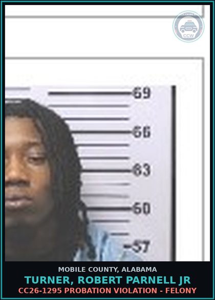 CCW arrest card for TURNER, ROBERT PARNELL JR in Mobile County: M26-08-2743 ILLEGAL POSSESSION OF PRESCRIPTION DRUGS
