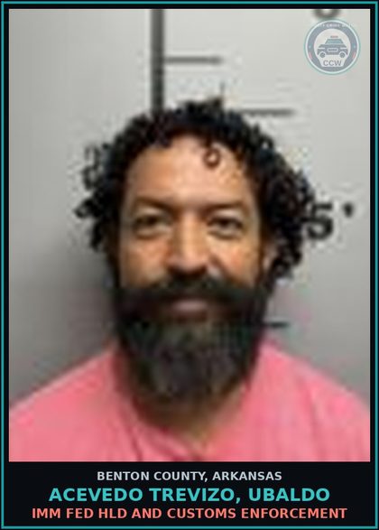 CCW arrest card for Acevedo Trevizo, Ubaldo in Benton County: HOLD for Immigration and Customs Enforcement
