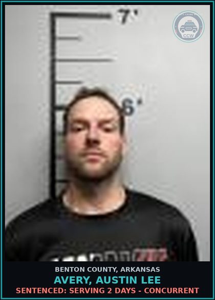 CCW arrest card for Avery, Austin Lee in Benton County: Sentenced: Serving 2 days - Concurrent