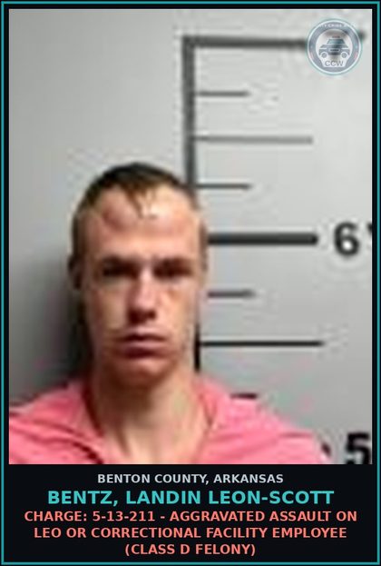 CCW arrest card for Bentz, Landin Leon-Scott in Benton County: Charge: 5-71-207 - DISORDERLY CONDUCT