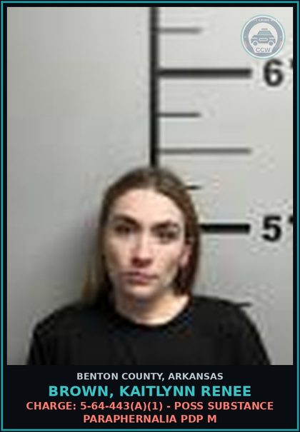 CCW arrest card for Brown, Kaitlynn Renee in Benton County: Warrant: Contempt warrant WR-26-4283 issued by Benton, AR