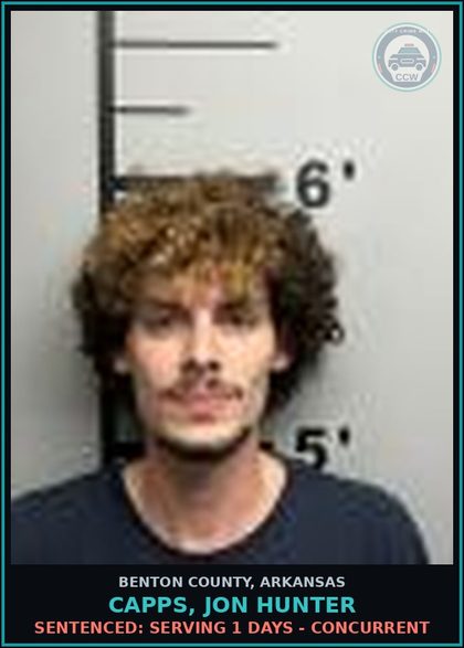 CCW arrest card for Capps, Jon Hunter in Benton County: Sentenced: Serving 1 days - Concurrent