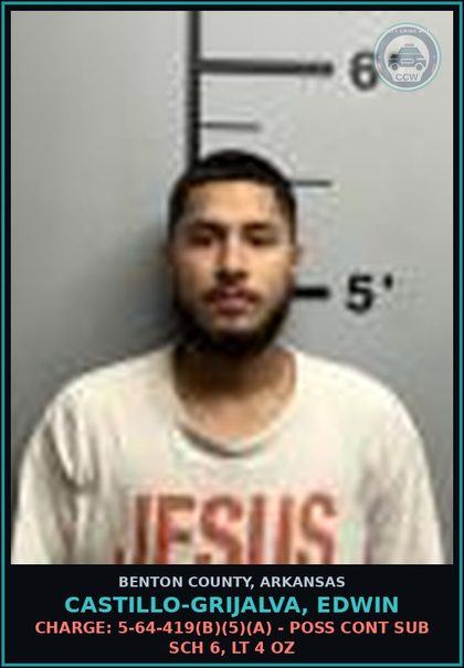 CCW arrest card for Castillo-Grijalva, Edwin in Benton County: Charge: 16-10-108 - CRIMINAL CONTEMPT