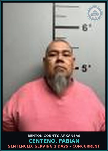 CCW arrest card for Centeno, Fabian in Benton County: Sentenced: Serving 2 days - Concurrent
