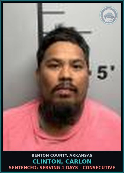 CCW arrest card for Clinton, Carlon in Benton County: Sentenced: Serving 1 days - Consecutive