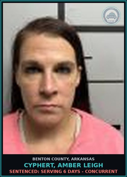 CCW arrest card for Cyphert, Amber Leigh in Benton County: Sentenced: Serving 6 days - Concurrent