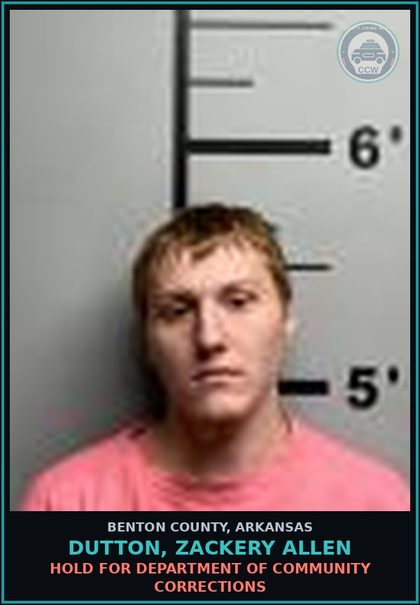 CCW arrest card for Dutton, Zackery Allen in Benton County: HOLD for Department of Community Corrections